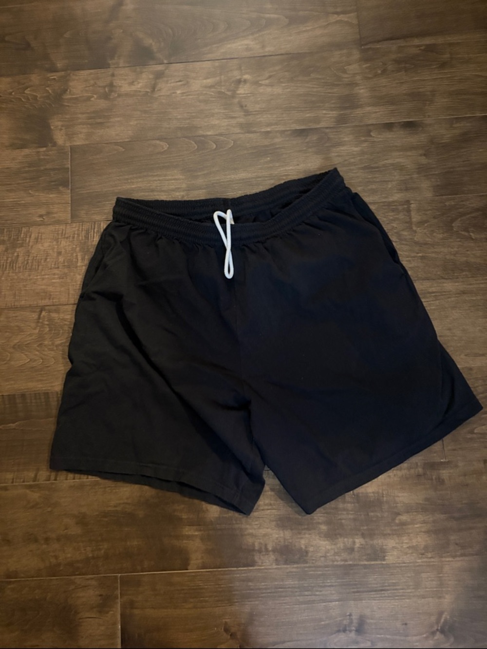 Hanes Black Athletic Shorts with White Drawstring
